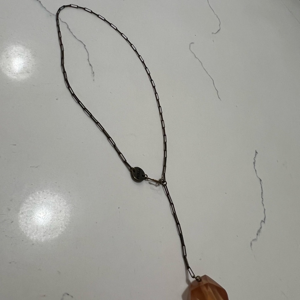 Furla Brown Lariat Adjustable Pendant Necklace. From Italy